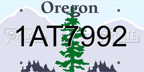 1AT7992 Oregon License Plate