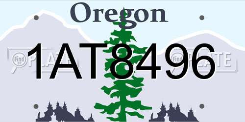 1AT8496 Oregon License Plate