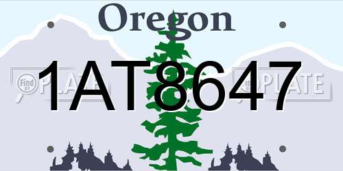 1AT8647 Oregon License Plate