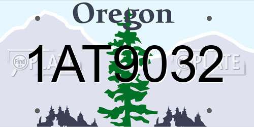 1AT9032 Oregon License Plate