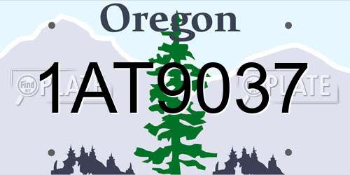 1AT9037 Oregon License Plate