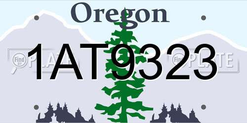 1AT9323 Oregon License Plate