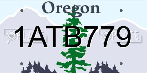 1ATB779 Oregon License Plate