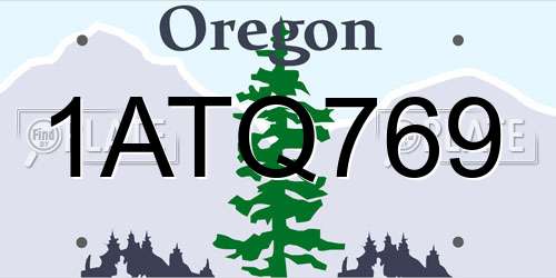 1ATQ769 Oregon License Plate