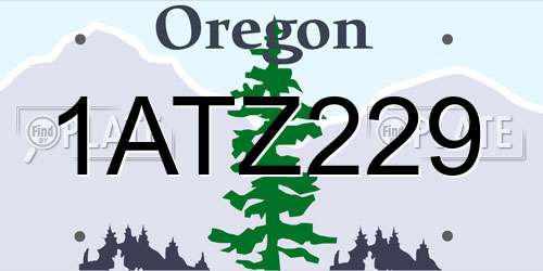 1ATZ229 Oregon License Plate