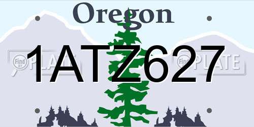 1ATZ627 Oregon License Plate