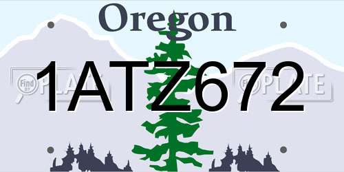 1ATZ672 Oregon License Plate
