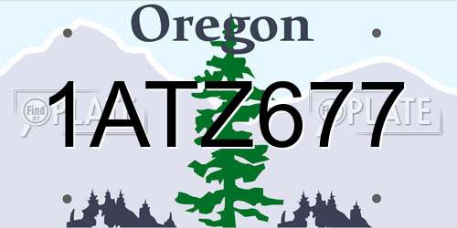 1ATZ677 Oregon License Plate