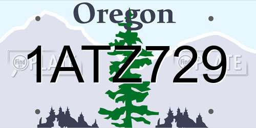 1ATZ729 Oregon License Plate