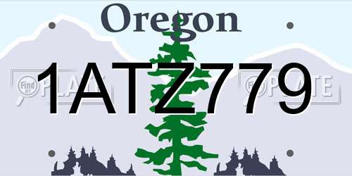1ATZ779 Oregon License Plate