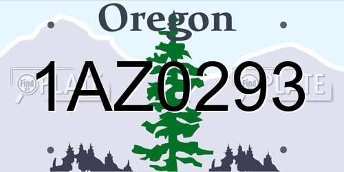1AZ0293 Oregon License Plate