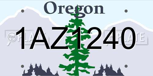 1AZ1240 Oregon License Plate