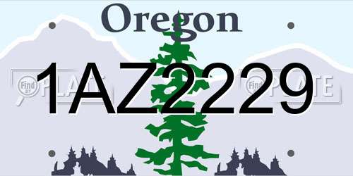 1AZ2229 Oregon License Plate
