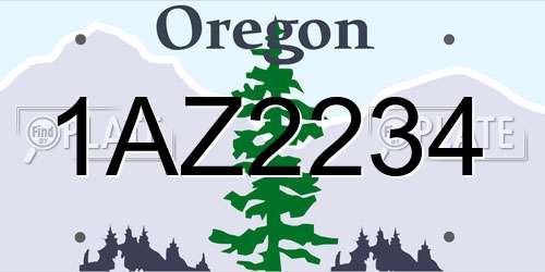 1AZ2234 Oregon License Plate