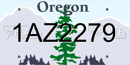 1AZ2279 Oregon License Plate