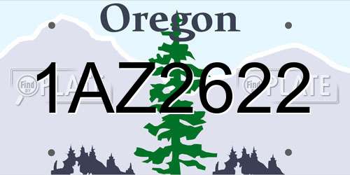 1AZ2622 Oregon License Plate
