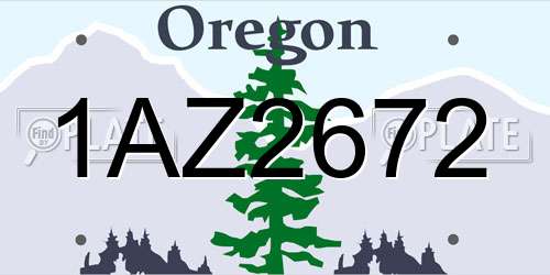 1AZ2672 Oregon License Plate