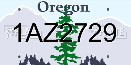 1AZ2729 Oregon License Plate