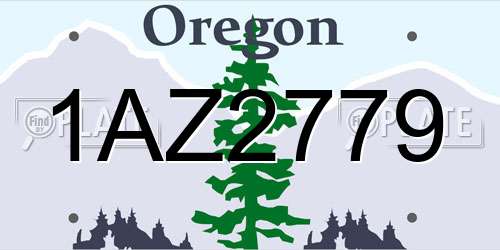 1AZ2779 Oregon License Plate