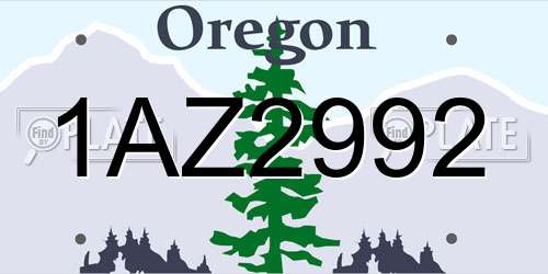 1AZ2992 Oregon License Plate