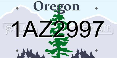 1AZ2997 Oregon License Plate