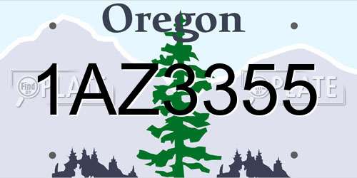 1AZ3355 Oregon License Plate