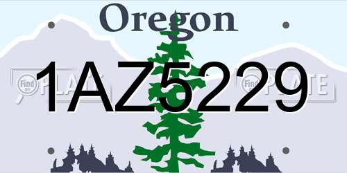 1AZ5229 Oregon License Plate