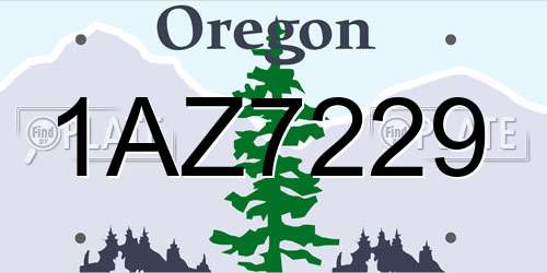1AZ7229 Oregon License Plate