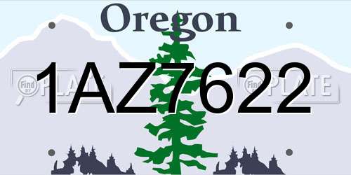 1AZ7622 Oregon License Plate