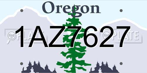 1AZ7627 Oregon License Plate