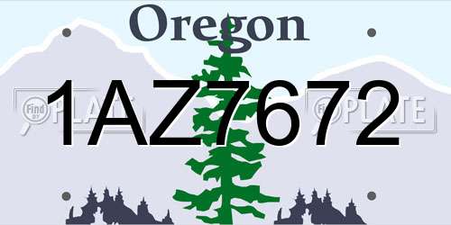 1AZ7672 Oregon License Plate
