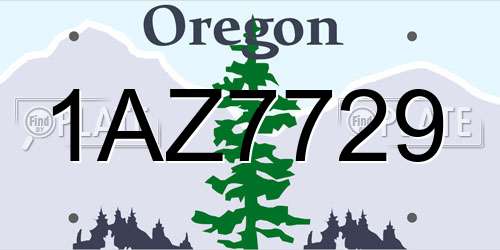 1AZ7729 Oregon License Plate