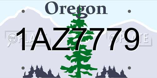 1AZ7779 Oregon License Plate