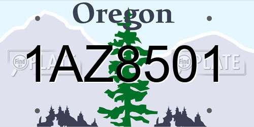 1AZ8501 Oregon License Plate
