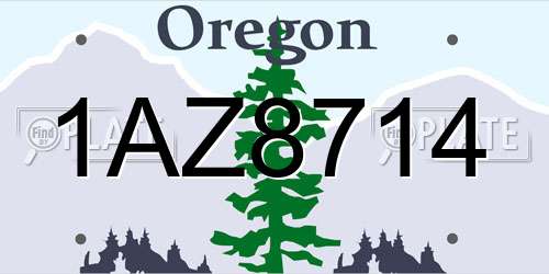 1AZ8714 Oregon License Plate
