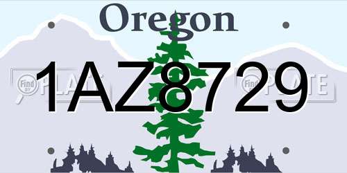 1AZ8729 Oregon License Plate