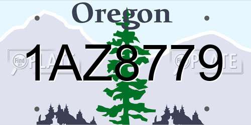 1AZ8779 Oregon License Plate