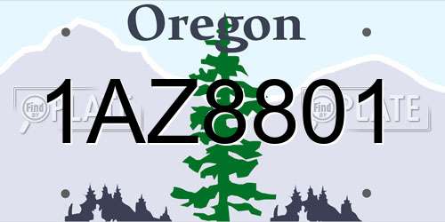 1AZ8801 Oregon License Plate
