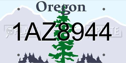 1AZ8944 Oregon License Plate