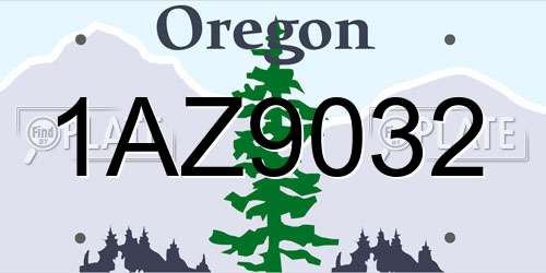 1AZ9032 Oregon License Plate