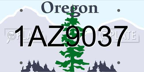 1AZ9037 Oregon License Plate