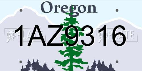 1AZ9316 Oregon License Plate