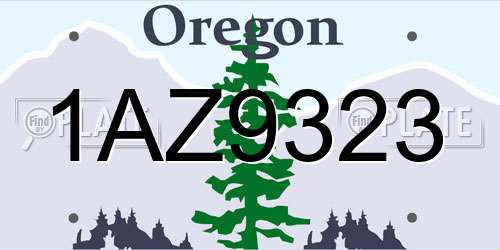 1AZ9323 Oregon License Plate