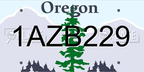 1AZB229 Oregon License Plate