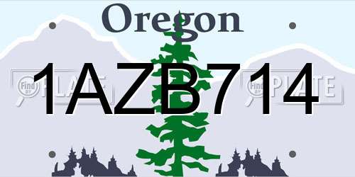 1AZB714 Oregon License Plate