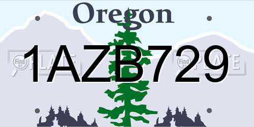 1AZB729 Oregon License Plate