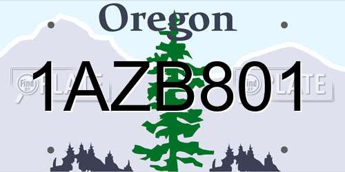 1AZB801 Oregon License Plate