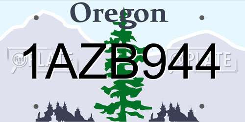1AZB944 Oregon License Plate