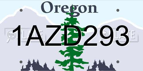 1AZD293 Oregon License Plate