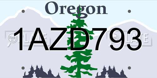 1AZD793 Oregon License Plate